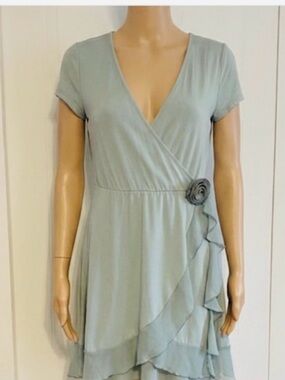 Ardene Sage Green Wrap-Style Midi Dress